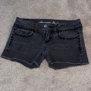 Womens black denim shorts